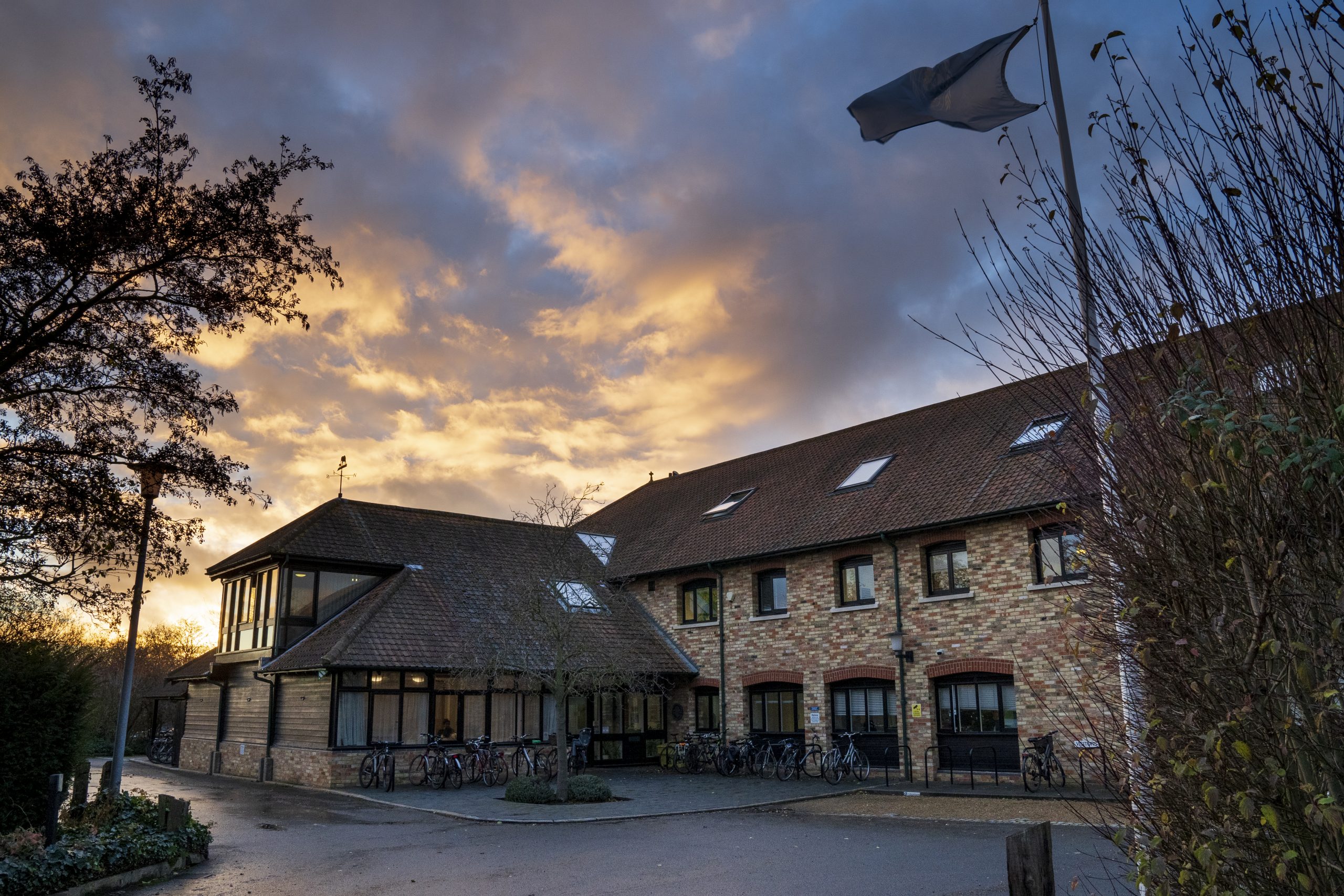 The Centre office building during a winter sunset